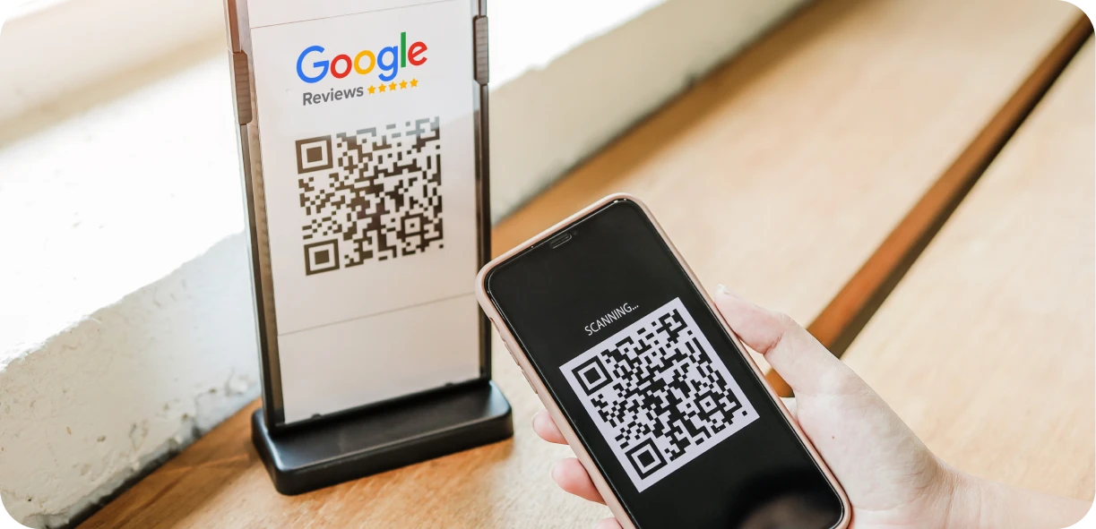 A QR code that links directly to your review page makes it easy for clients to leave feedback