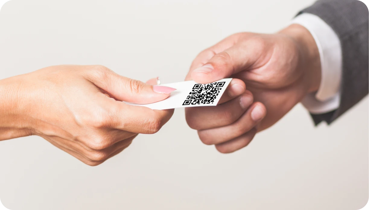QR code displayed on professional business card and invoice, making it easy for customers to share contact information